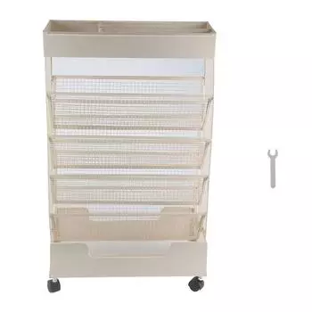 Металлическая передвижная книжная полка 6 ярусов 20 кг несущая большая емкость антикоррозийная книжная полка с колесами