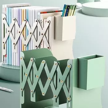 Металлическая подставка для книг, выдвижная настольная подставка для книг, компактный органайзер для книг, держатель для дома, школы, офиса белый