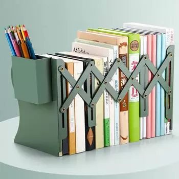 Металлическая подставка для книг, выдвижная настольная подставка для книг, компактный органайзер для книг, держатель для дома, школы, офиса белый