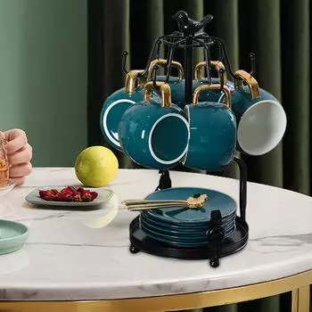 Металлическая подставка для кофейных чашек, чайных кружек, блюдец, подставка для тарелок, тарелок, хранения кружек, органайзер для дерева, аксессуары для кухни