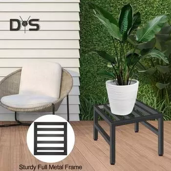 Металлическая подставка для растений для помещений и улицы, нескользящая подставка для цветов, прочная, антикоррозийная подставка для растений, подставка для балкона, сада, патио чёрный