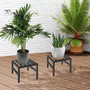 Металлическая подставка для растений для помещений и улицы, нескользящая подставка для цветов, прочная, антикоррозийная подставка для растений, подставка для балкона, сада, патио чёрный