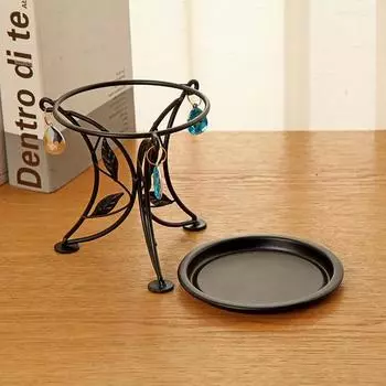 Металлическая подставка для растений, круглый держатель для кашпо с подвесками из искусственного хрусталя 3