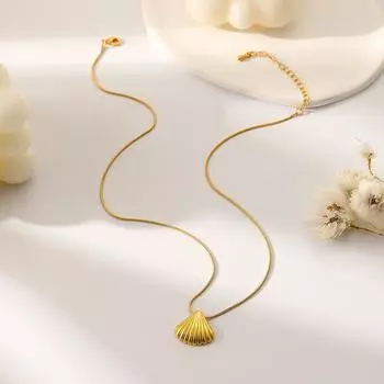 Металлическая подвеска в форме ракушки, ожерелье из титановой стали, водостойкая летняя стильная легкая роскошная цепочка на ключицы для женщин, ювелирные изделия OneSize