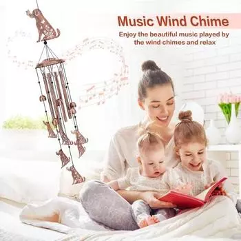 Металлическая подвесная музыка ветра в виде животного для собак или кошек, для улицы, дома, с алюминиевыми трубками для украшения дома, балкона и сада A