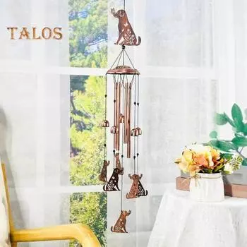 Металлическая подвесная музыка ветра в виде животного для собак или кошек, для улицы, дома, с алюминиевыми трубками для украшения дома, балкона и сада A