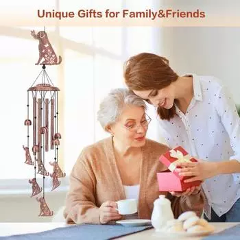 Металлическая подвесная музыка ветра в виде животного для собак или кошек, для улицы, дома, с алюминиевыми трубками для украшения дома, балкона и сада A