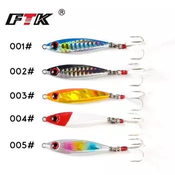 Металлическая погремушка FTK, 5,3 см/6 см, 20 г/30 г, тонущая приманка с железной пластиной, рыболовные снасти, искусственная приманка с тремя крючками 20G-001