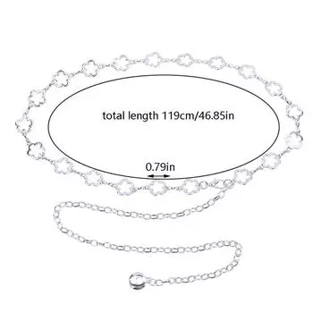 Металлическая полая цветочная цепочка на талию для женщин, декоративные ремни, цепочка для тела серебряный