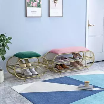 Металлическая полка для обуви с сиденьем, креативный табурет для пеленания обуви, входная мебель, полка для хранения вещей, экономящая место скамья, шкафы для прихожей