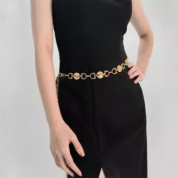 Металлическая поясная цепочка Аксессуары Платье Премиум Чувство Талии Узкий Пояс Женский Костюм Ханфу Цепочка золотой