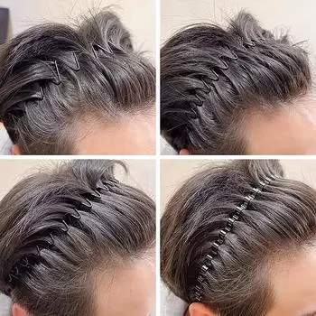 Металлическая повязка на голову для мужчин и женщин, повязка на голову унисекс, черная волнистая, весенняя, спортивная повязка на голову, обруч, зажимы, простые женские аксессуары