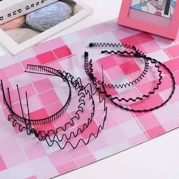 Металлическая повязка на голову для мужчин и женщин, унисекс, черная волнистая повязка на голову для мытья лица, ширина 5 мм, простая спортивная повязка на голову, аксессуары для волос