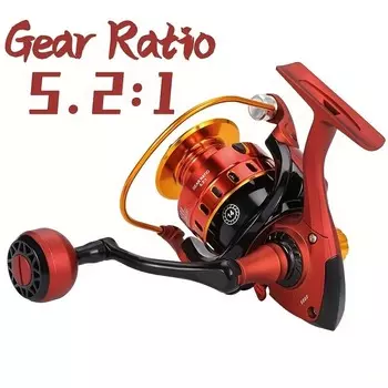 Металлическая проволочная чашка Спиннинговая катушка ЧПУ Рокерная рукоятка Подшипник Саламандра Пресноводная Морская Рыболовная Катушка Сверхдальний Заброс Сферические Микрообъекты 1000 красный