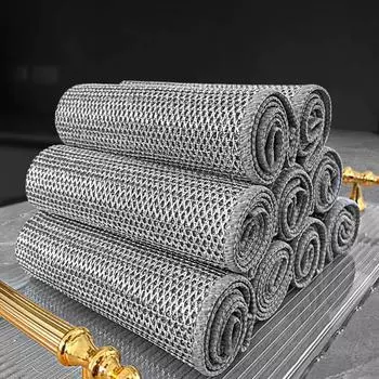 Металлическая проволочная чистящая салфетка, сетчатая ткань, нежирная, быстросохнущая, многоцелевая щетка для чистки чаши, плиты, удаление накипи, замена стали 10pcs