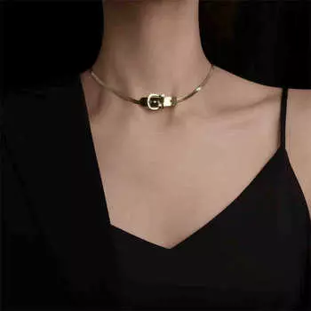 Металлическая пряжка ремня, ожерелье на ключице, короткое колье, цепочка на ключицу, модное дикое ожерелье, ювелирное изделие, подарок серебряный