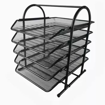 Металлическая рама для файлов, железная многослойная папка-органайзер, вертикальный настольный канцелярский ящик для хранения данных 30*24*22cm