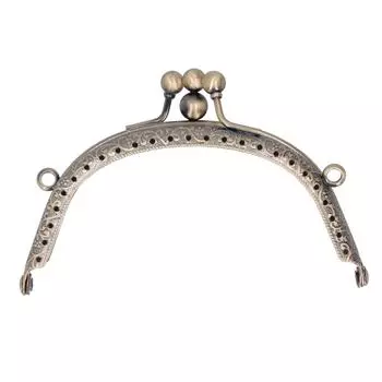 Металлическая рамка для кошелька полукруглая рельефная ретро двойное кольцо античная латунная ручка 10,5 см