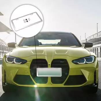 Металлическая рамка номерного знака, защита номерного знака от ржавчины, держатель номерного знака с винтами, крышки номерного знака с 2 отверстиями из нержавеющей стали серебряный