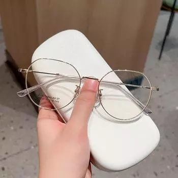 Металлическая ретро-полигональная оправа для очков, мужская и женская, простой стиль, может сочетаться с близорукими очками с защитой от синего луча