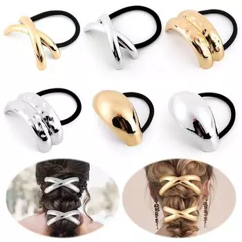 Металлическая резинка для волос, манжета для волос в виде хвостика, модная эластичная повязка для волос, аксессуары для волос X style золотой