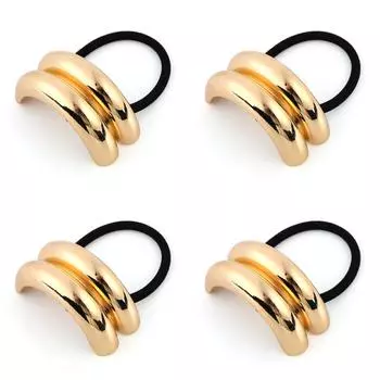 Металлическая резинка для волос с двойной аркой, резинка для волос с хвостиком, манжета для волос для женщин (Золото)