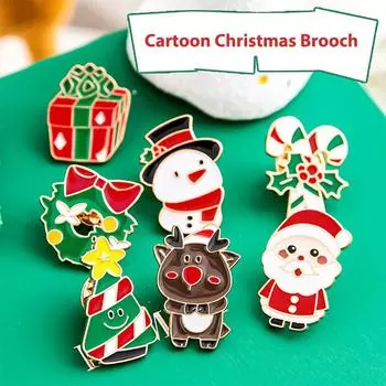 Металлическая рождественская брошь мультфильм милый Санта-Клаус снеговик дерево лось эмалированный значок одежда аксессуары подарки