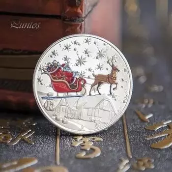 Металлическая рождественская монета, двухсторонняя монета с Рождеством, коллекционная монета в виде оленя Санта-Клауса для праздничного подарка на память A