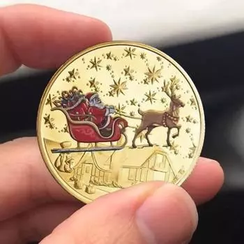 Металлическая рождественская монета, двухсторонняя монета с Рождеством, коллекционная монета в виде оленя Санта-Клауса для праздничного подарка на память A