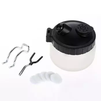 Металлическая ручка Аэрограф Чистящая банка с крышкой Набор для чистки аэрографа Инструмент для чистки кистью