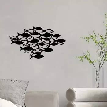 Металлическая Рыба Школа Настенное Украшение Домашний Офис Гостиная Внутреннее Уличное Настенное Искусство Полое