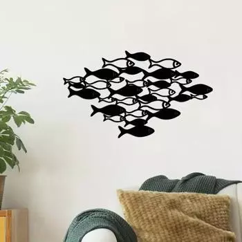 Металлическая рыбка школьное настенное украшение для дома, офиса, гостиной, внутреннего и наружного настенного искусства, полая рыбка, подвесной орнамент, знак животного, подвеска чёрный