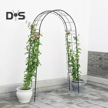 Металлическая садовая арка для вьющихся растений, свадебное украшение, каркас арки, простая сборка, изогнутая решетка для роз, виноградных лоз, шары чёрный
