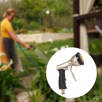 Металлическая садовая насадка для шланга, регулируемая противоскользящая рукоятка, 9 режимов распыления, герметичная для мытья автомобилей
