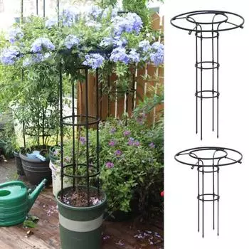 Металлическая садовая решетка для вьющихся растений Зонтичная верхняя сетка Вертикальная опора для растений Лазательная рама для горшечных растений Вьющиеся цветы 90 cm белый
