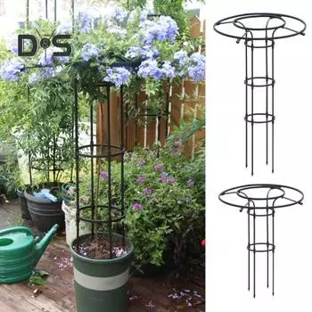 Металлическая садовая решетка для вьющихся растений Зонтичная верхняя сетка Вертикальная опора для растений Лазательная рама для горшечных растений Вьющиеся цветы 90 cm чёрный