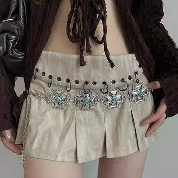 Металлическая серебристая цепочка на талию в этническом стиле, женская юбка, высококлассный пояс с дизайнерским смыслом, нишевая личность, тренд серебряный