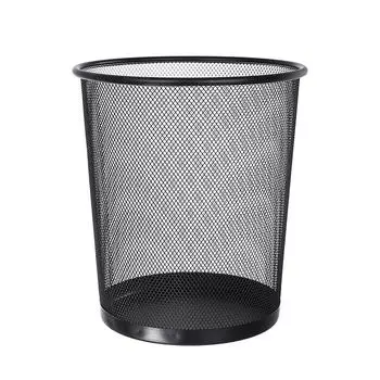 Металлическая сетка мусорное ведро круглая открытая мусорная корзина мусорный контейнер для дома кухня ванная комната офис чёрный