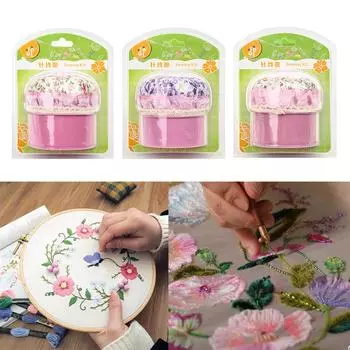 Металлическая швейная шкатулка с цветочным принтом, крышка-игольница, коробка для швейных принадлежностей для шитья, рукоделия, ручного шитья розовый