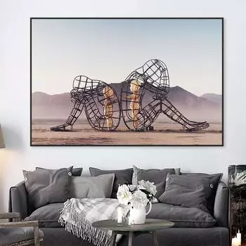 Металлическая Скульптура Детская Кукла Холст Картина Творческий Семейный Художественный Плакат Современная Абстрактная Художественная Картина для Декора Гостиной Принты 20x30cm