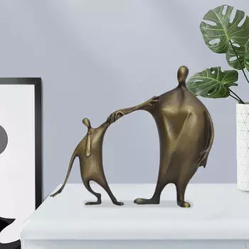 Металлическая скульптура отца и сына, детская свадебная фигурка, деревенская семейная статуэтка