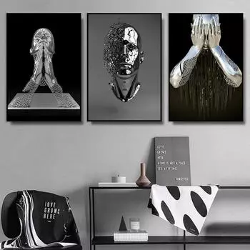 Металлическая Скульптура Робот Настенный Художественный Плакат Эрекция Изысканное и Красивое Украшение Дома Картина Маслом Настенная Живопись Эстамп 21cm30cm NoFrame