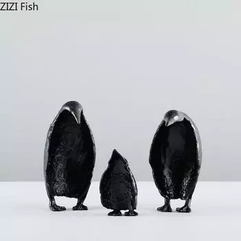 Металлическая статуэтка пингвина, украшение, креативная статуэтка животного, поделки, украшение для рабочего стола, современное освещение, роскошные аксессуары для украшения дома