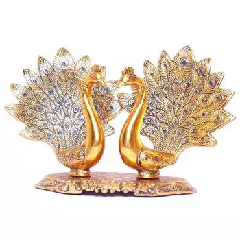 Металлическая статуя двойного павлина влюблённых, образцовая фигурка - стандарт, золото, 25 см, 16 см