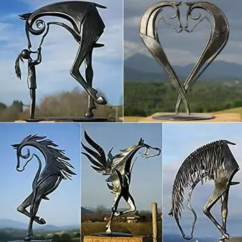 Металлическая Статуя Лошади Скульптура Искусство Домашние Настольные Украшения Рисунок Ремесла Подарок C
