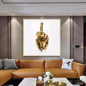 Металлическая статуя среднего пальца, художественная картина на холсте, абстрактные фрески, постеры и принты, настенные панно, современная гостиная, домашний декор 21*30cm