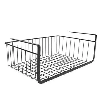 Металлическая стойка для хранения вещей в гардеробе: Подвесная корзина для кухонных шкафов и настенной организации Large size чёрный