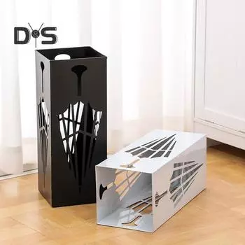 Металлическая стойка для хранения зонтов, большая вместимость, полая конструкция, нержавеющая, для использования в помещении и на открытом воздухе, маленький и большой держатель для зонтов белый