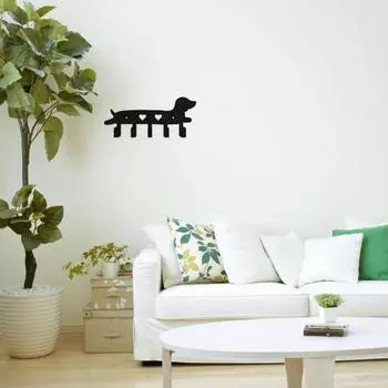 Металлическая стойка для ключей с табличкой «Собака» с 5 крючками, настенная, для стильного внутреннего и наружного украшения дома чёрный