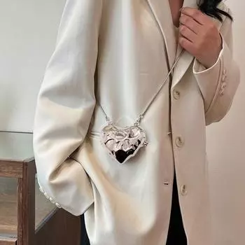 Металлическая сумка Love Bag, мини-сумка для помады, сумка через плечо с цепочкой, сумка на плечо, поясная сумка, женская сумка для макияжа, ювелирных изделий серебряный